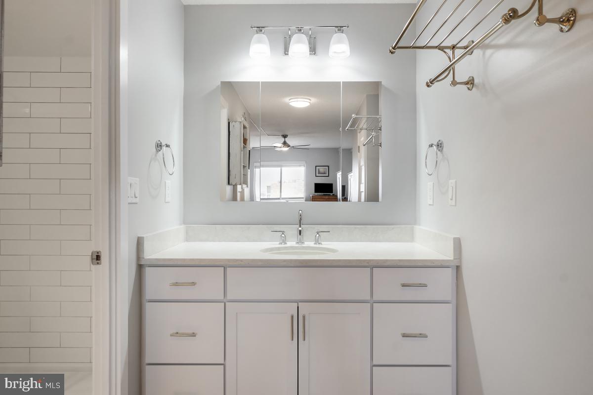 5902 Mt Eagle Drive, Unit 1615 Alexandria, VA 22303 - Photo 34 of 48 a bathroom with a sink vanity and a mirror