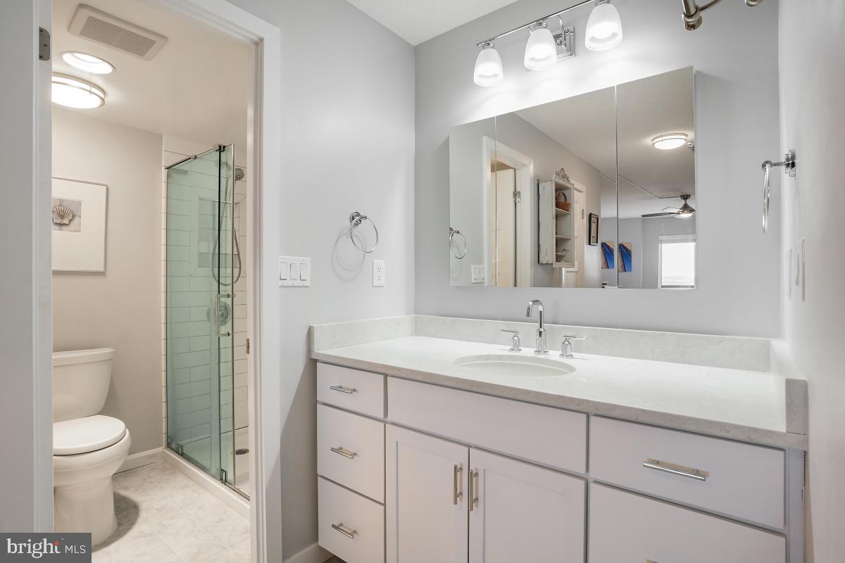 5902 Mt Eagle Drive, Unit 1615 Alexandria, VA 22303 - Photo 35 of 48 a bathroom with a toilet a sink and mirror