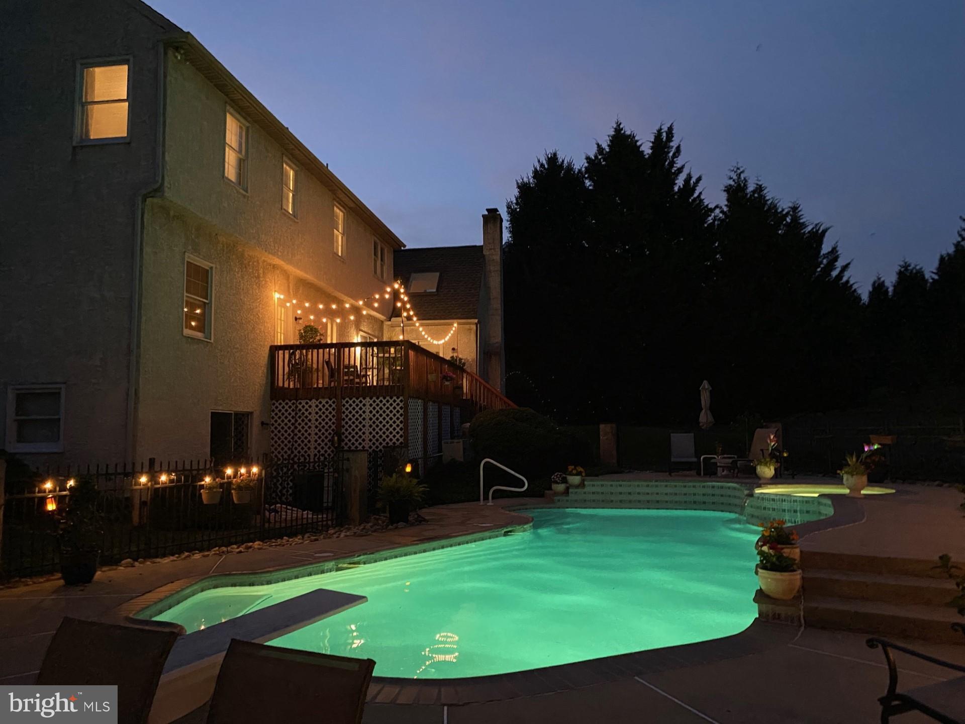 706 Regency Hill Road Hockessin, DE 19707 - Photo 47 of 54 Night Photo Showing the Deck & Back of House
