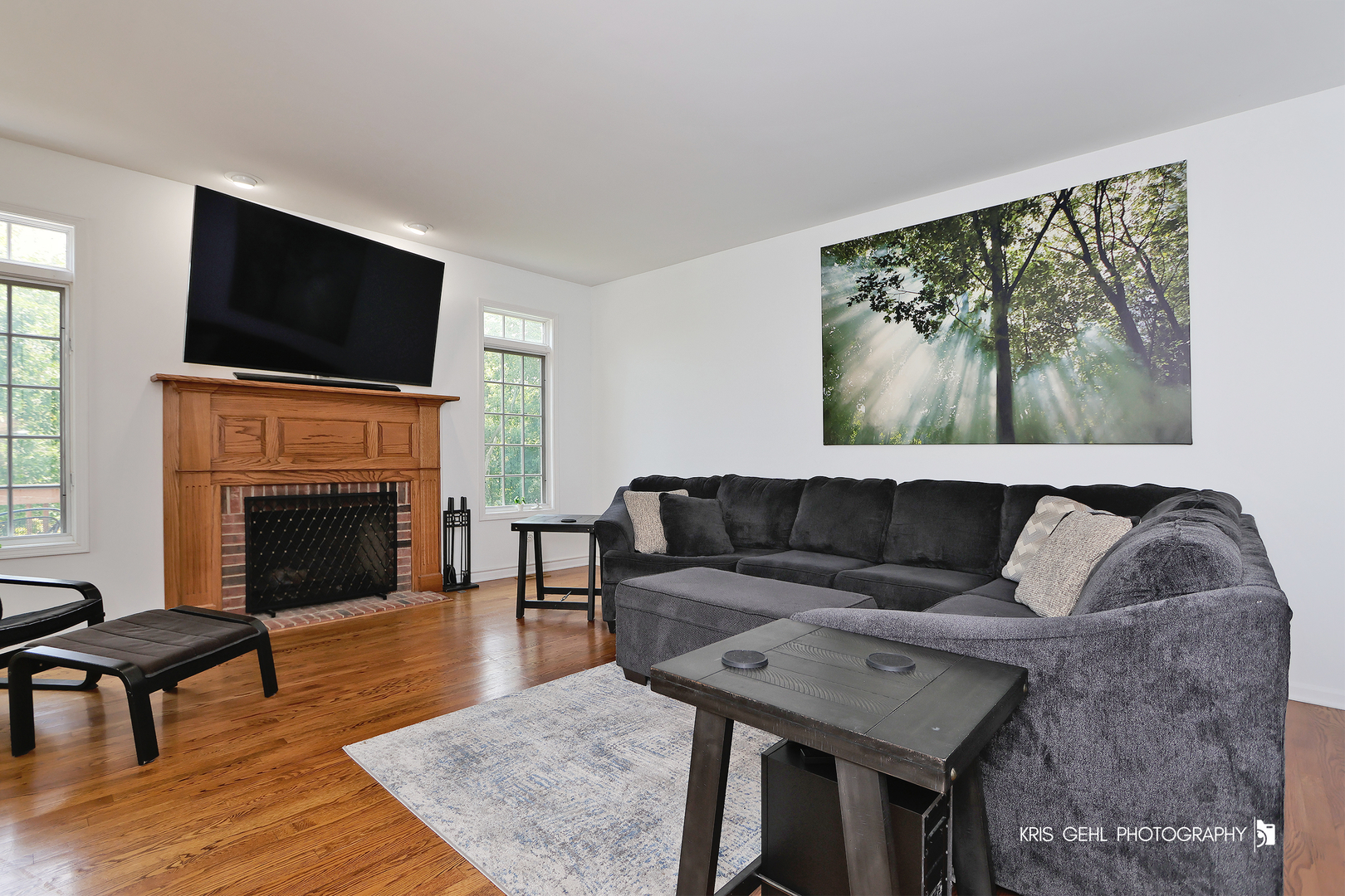 1277 Queen Ann Lane Gurnee, IL 60031 - Photo 4 of 25 a living room with furniture a flat screen tv and a fireplace