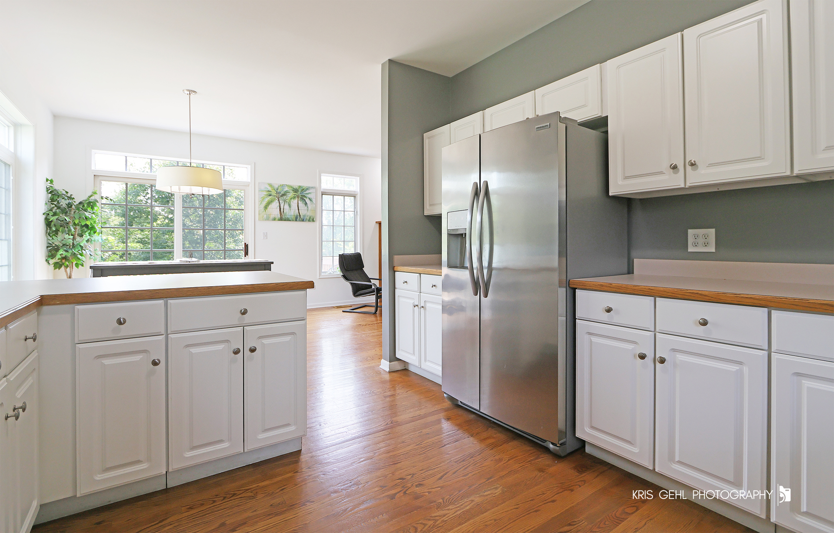 1277 Queen Ann Lane Gurnee, IL 60031 - Photo 8 of 25 a kitchen with stainless steel appliances granite countertop a refrigerator a sink dishwasher and white cabinets with wooden floor