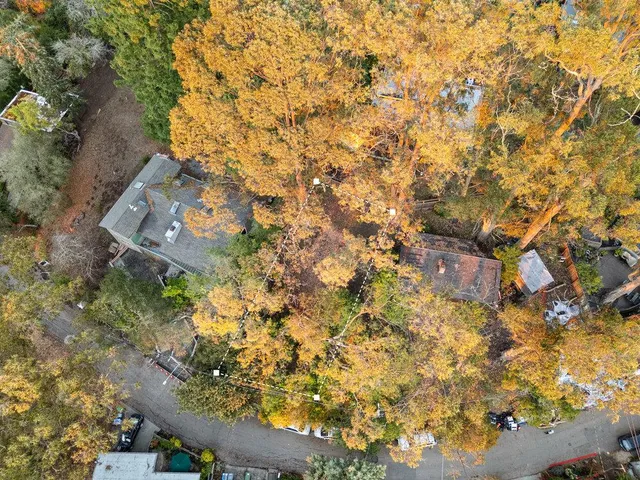 an aerial view of residential house with outdoor space