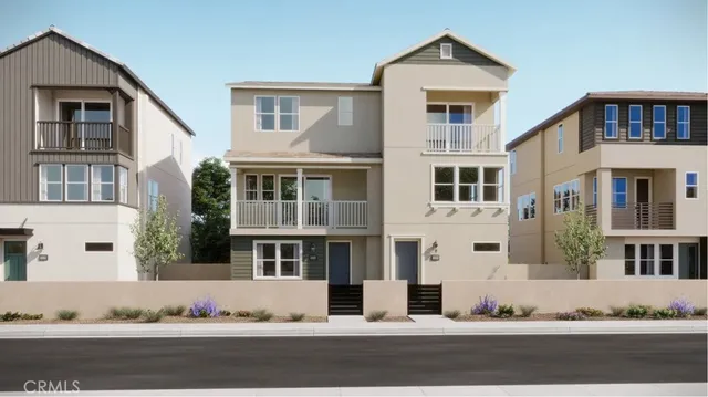 a front view of residential houses with street