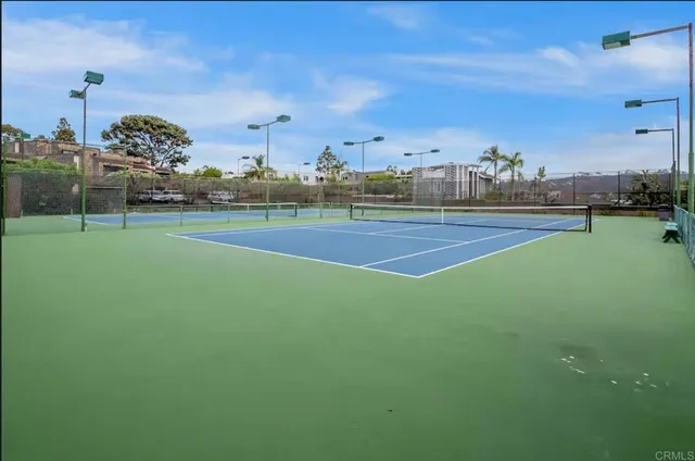 a view of a garden with a bench in the garden