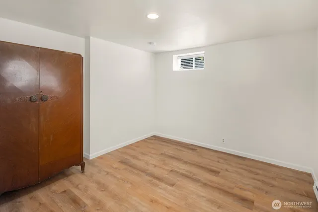 an empty room with a workbench