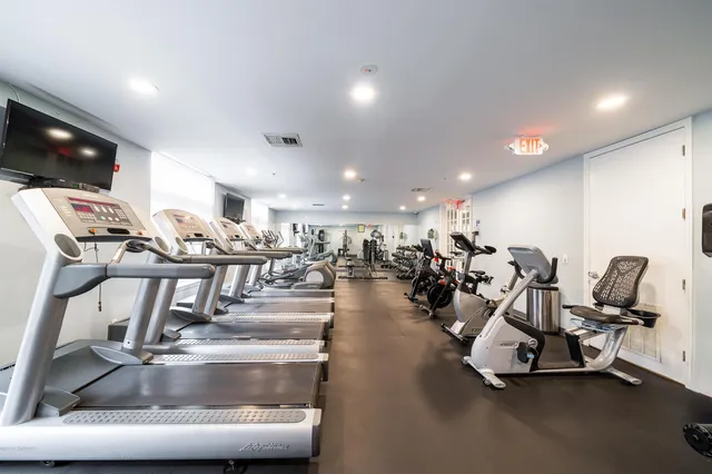 a view of a room with gym equipment
