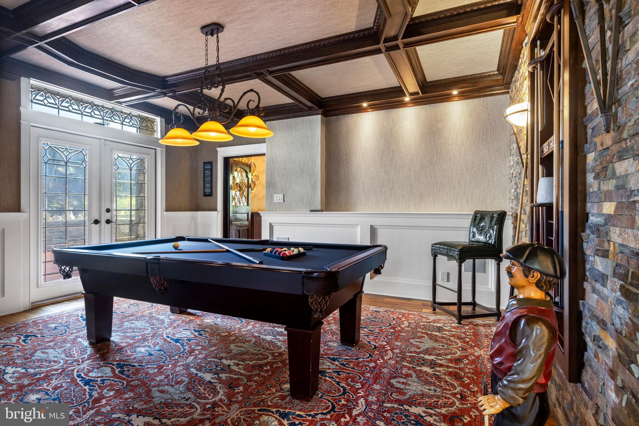 209 Tower Road Villanova, PA 19085 - Photo 42 of 110 Billiards room with coffered ceilings, wallpaper