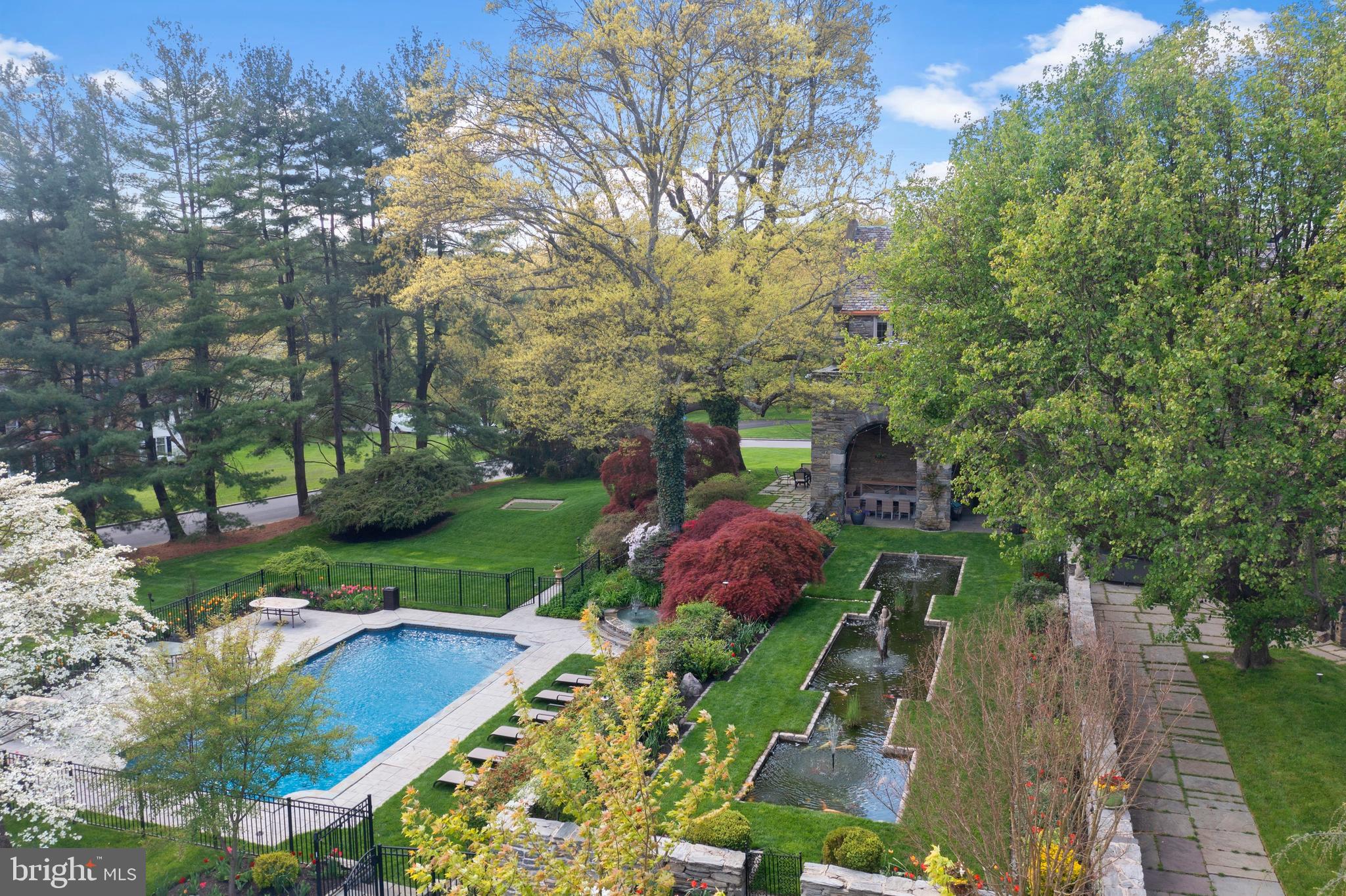 209 Tower Road Villanova, PA 19085 - Photo 95 of 110 aerial view of the terraced rear yard