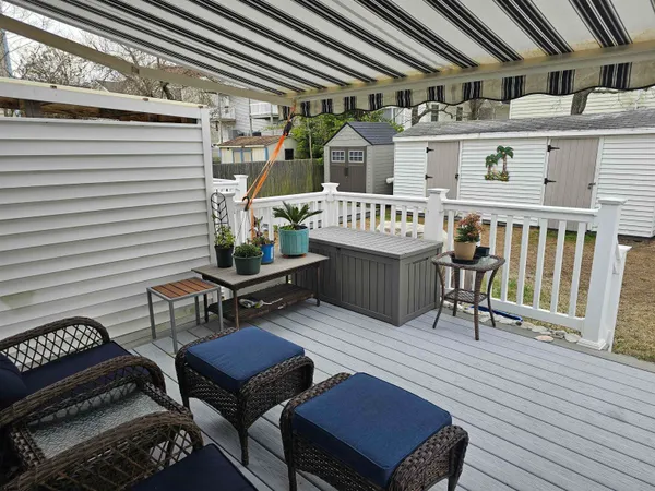 a view of a chairs in a deck