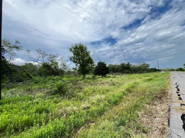 a view of a green field with lots of bushes