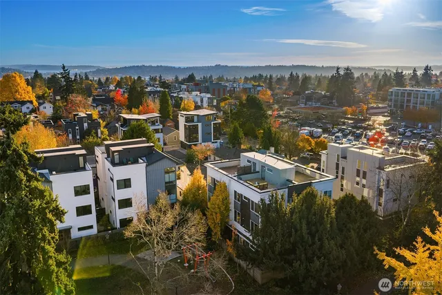 a view of a city with tall buildings