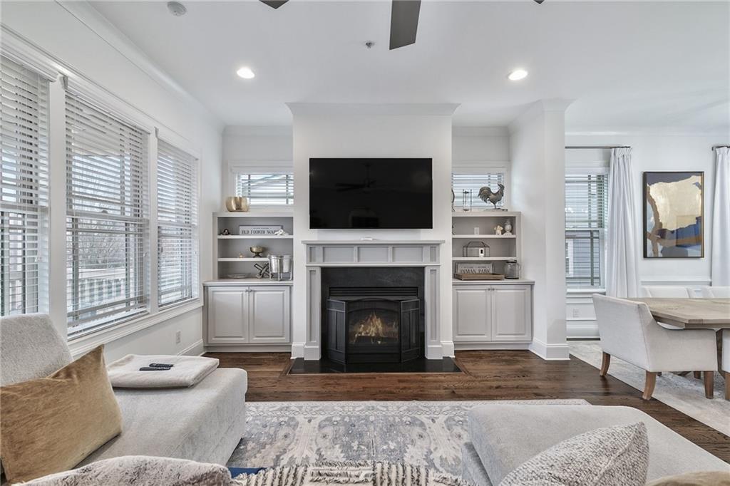 333 Patterson Way N East Atlanta, GA 30312 - Photo 21 of 47 a living room with furniture a flat screen tv and a fireplace