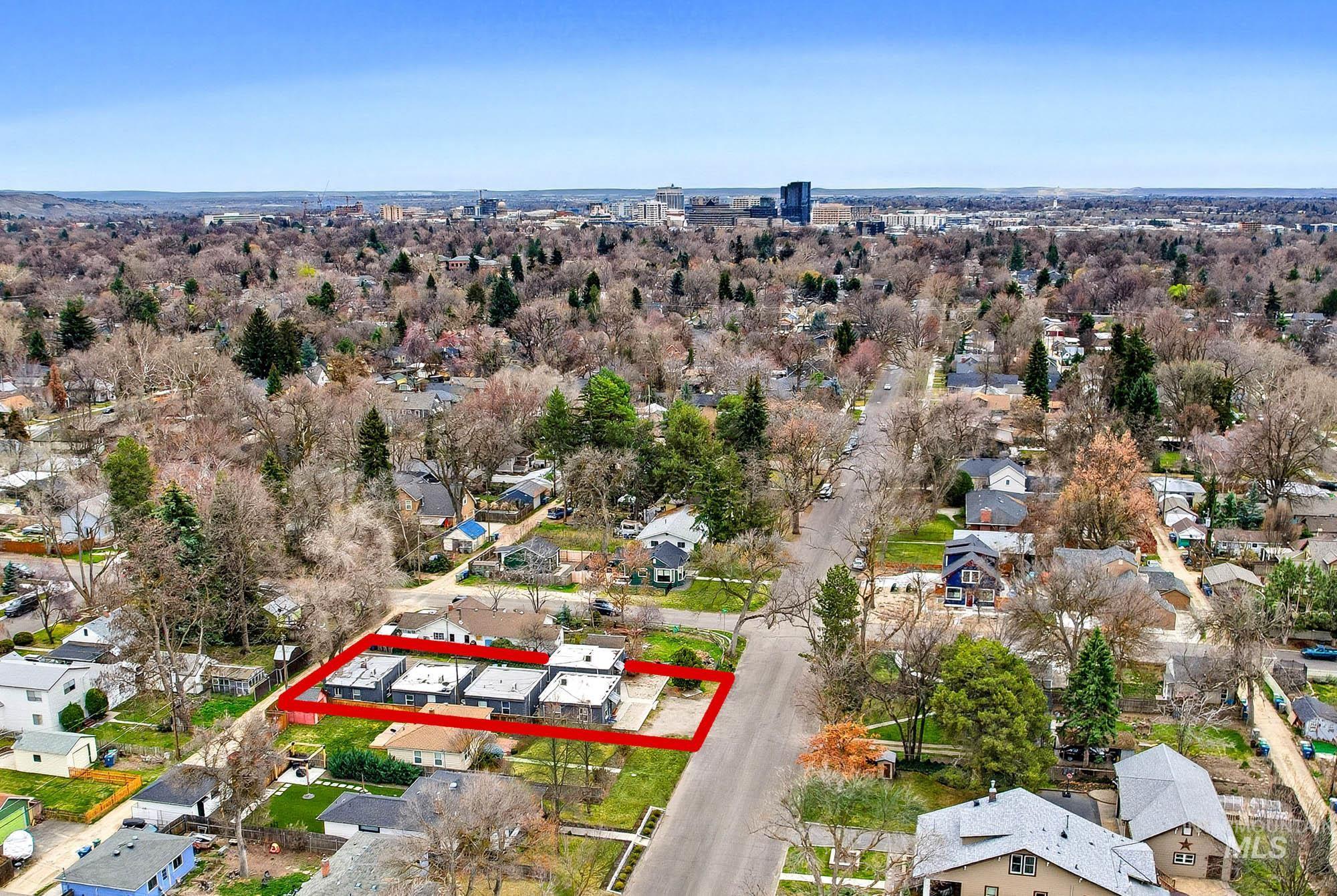 2104 North 18th Street Boise, ID 83702 - Photo 15 of 19 Aerial perspective of suburban area with property boundaries highlighted