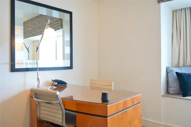 a room with a table and a chair