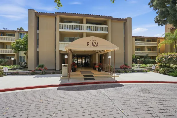 a view of a building with a outdoor space