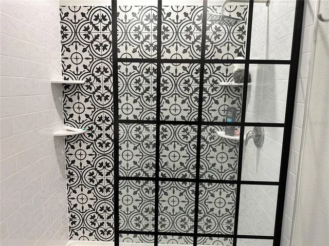 a bathroom with a window