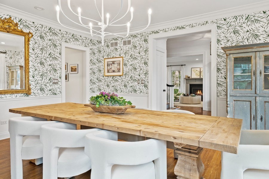 346 Sheridan Road Winnetka, IL 60093 - Photo 25 of 59 a dining table chair and chandelier