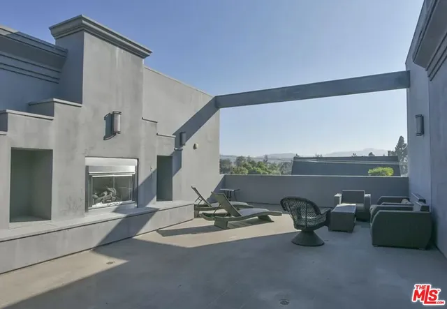 a view of parking garage with kitchen