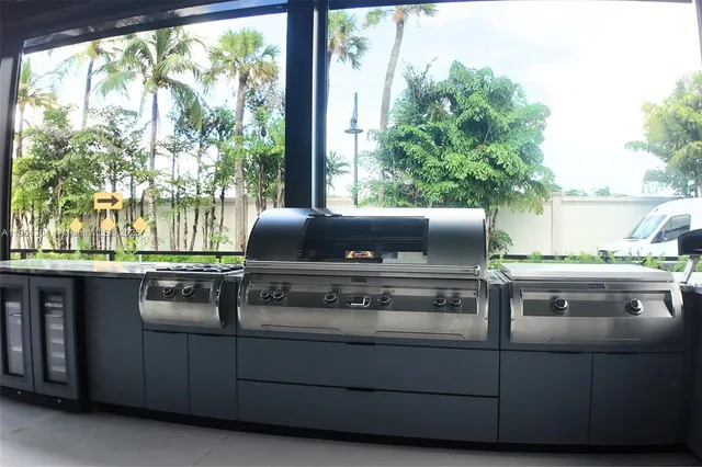 a building outdoor space with seating space