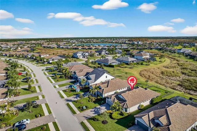 an aerial view of a house