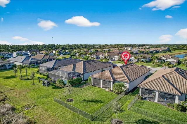 an aerial view of a house