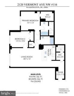 $590,000 | 2120 Vermont Avenue Northwest, Unit 116, Washington, DC 20001