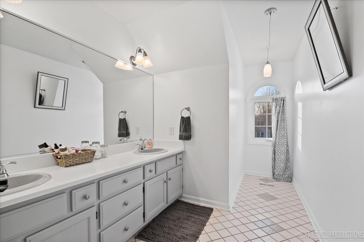 1521 Eagle Brook Drive Geneva, IL 60134 - Photo 32 of 41 a spacious bathroom with a double vanity sink a mirror and a shower