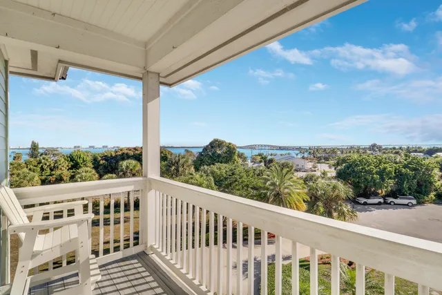 a view of a city from a balcony