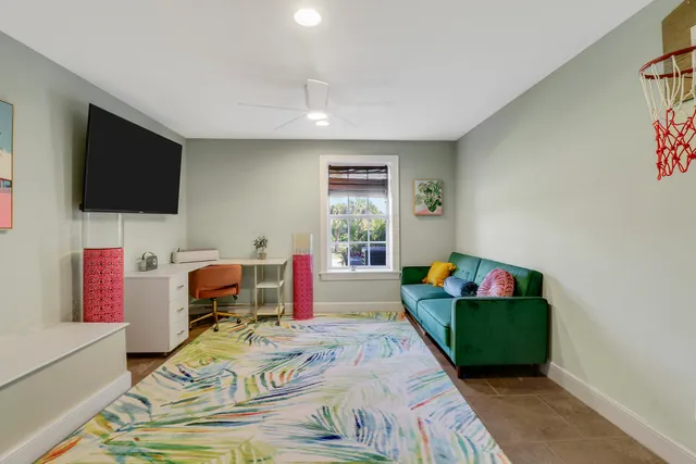 a view of a hallway with staircase