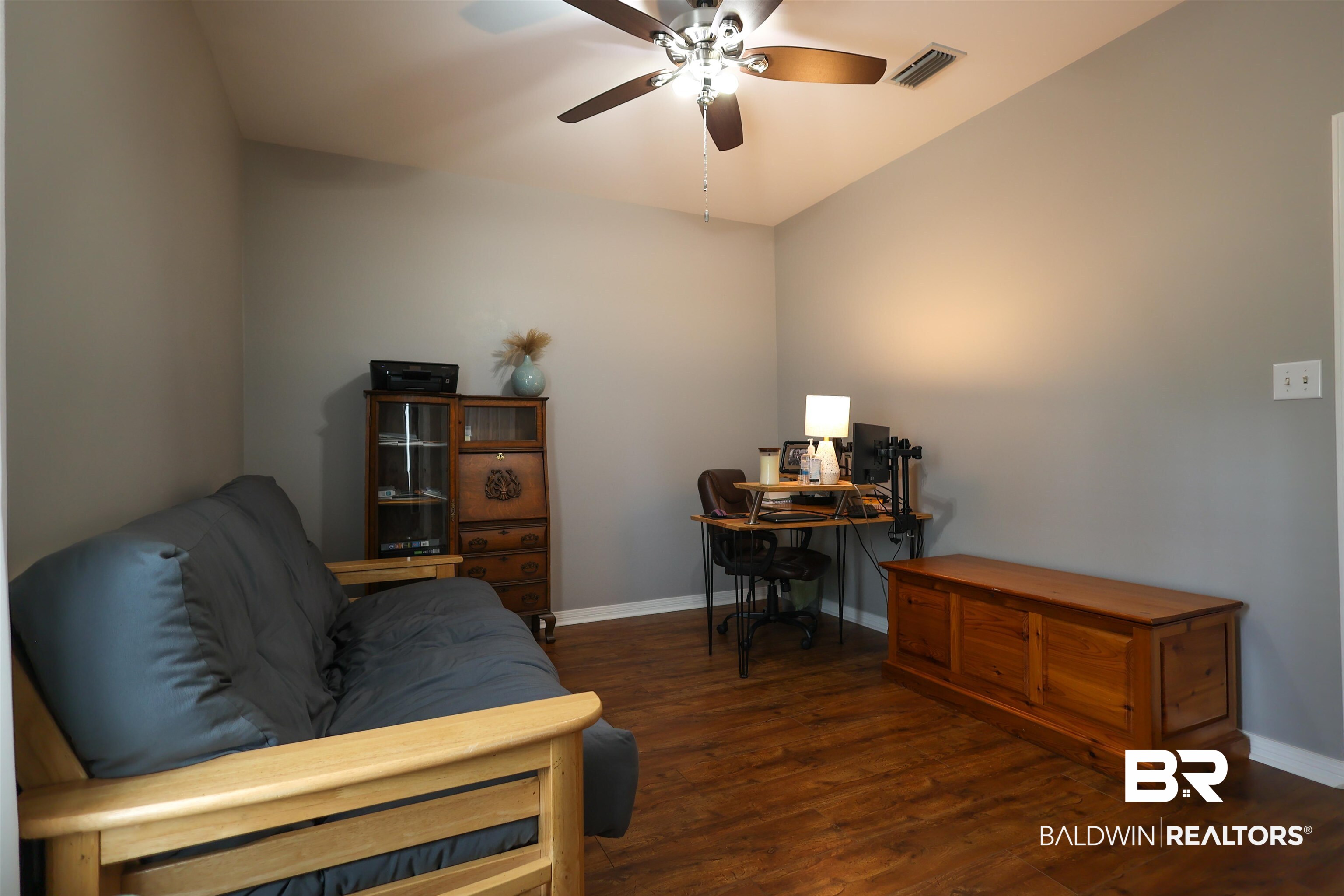 5151 Beatrice Road Gulf Shores, AL 36542 - Photo 33 of 50 Office with dark wood finished floors and a ceiling fan