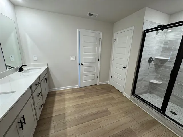 a view of a room with racks on the wall