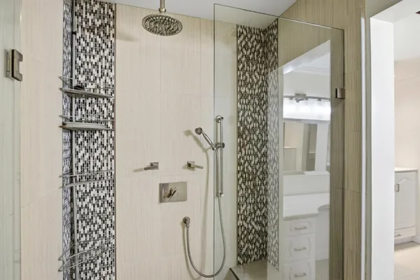 a bathroom with a shower