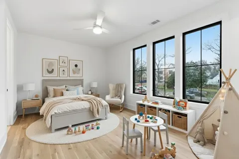 a workspace with furniture and window