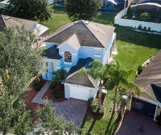 an aerial view of a house