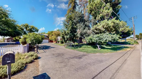 a view of a house with backyard and a tree