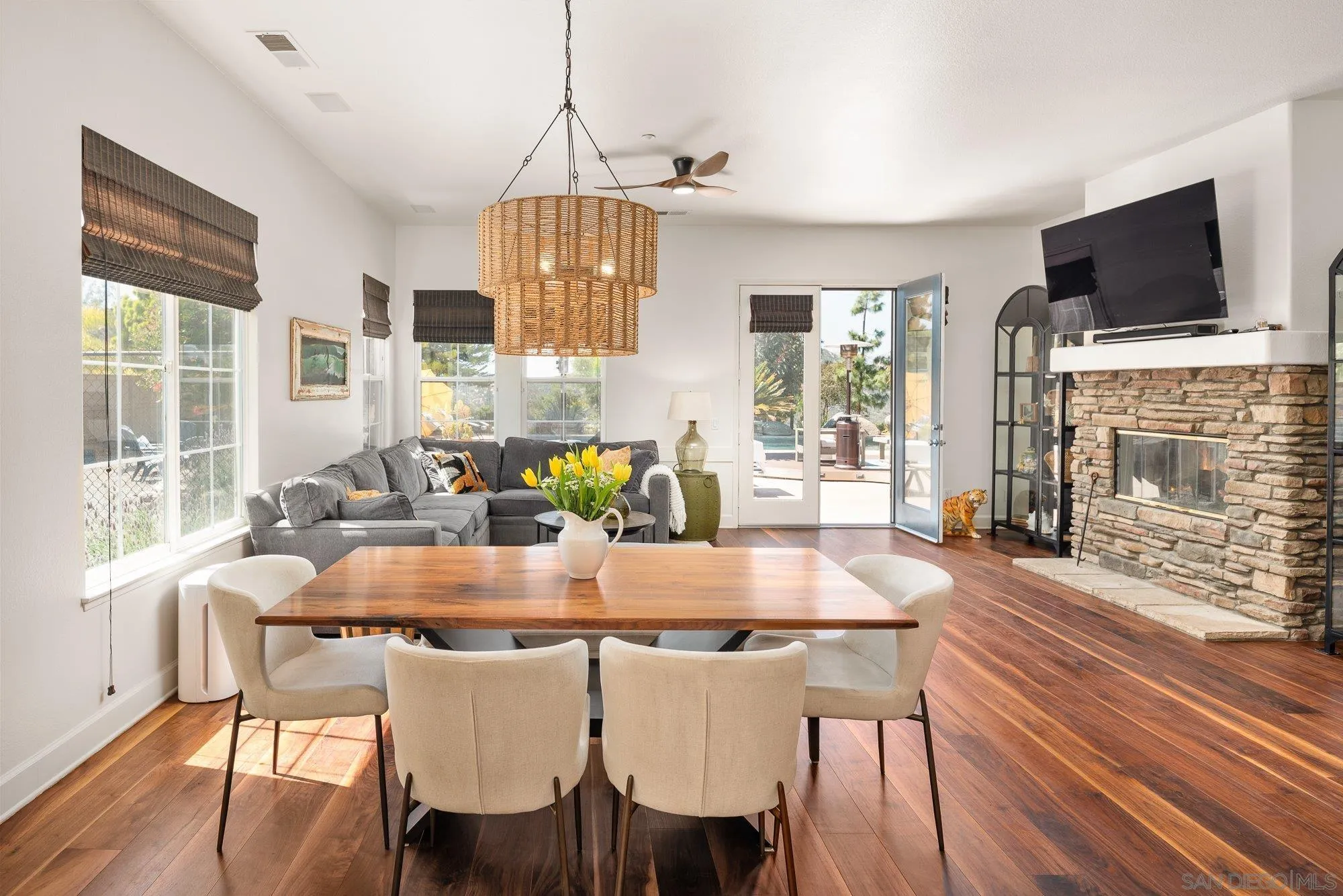 424 Sky Mesa Road Alpine, CA 91901 - Photo 17 of 75 a view of a dining room with furniture window and wooden floor