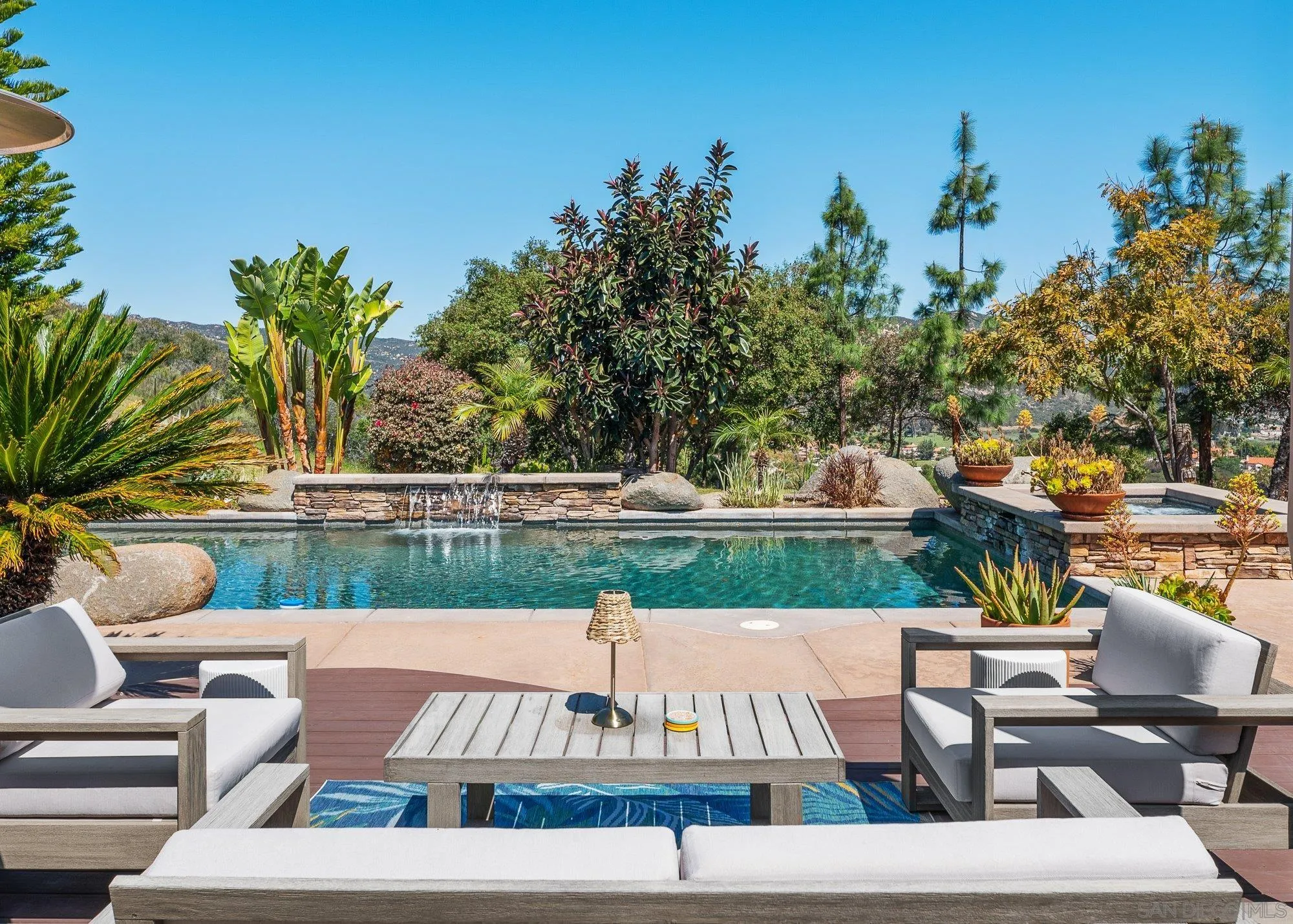 424 Sky Mesa Road Alpine, CA 91901 - Photo 57 of 75 a view of swimming pool with seating area and trees around