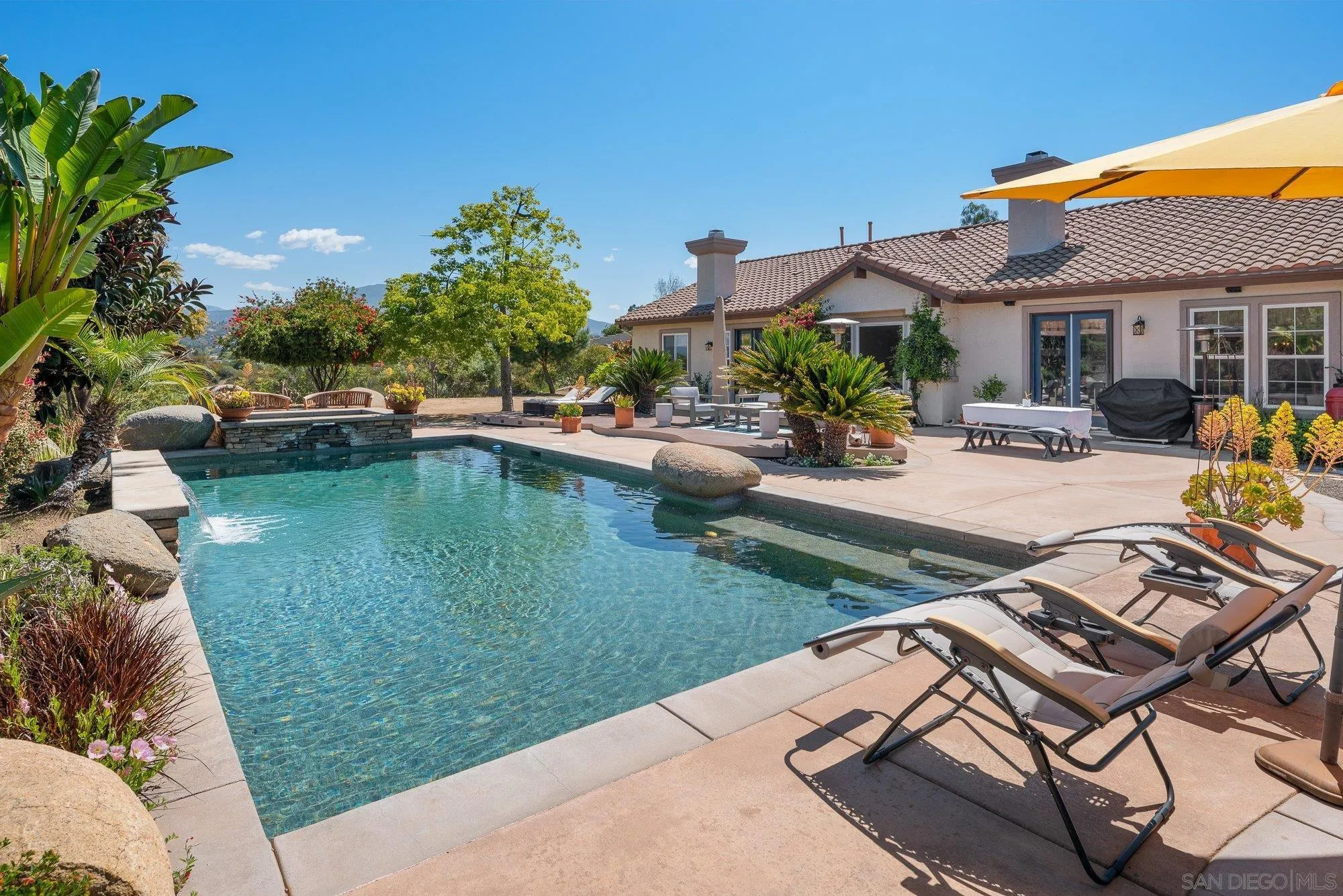 424 Sky Mesa Road Alpine, CA 91901 - Photo 64 of 75 a view of a house with backyard sitting area and swimming pool