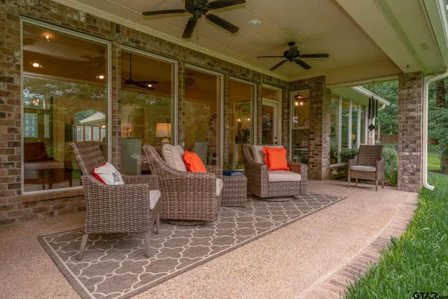 a view of a porch with a yard