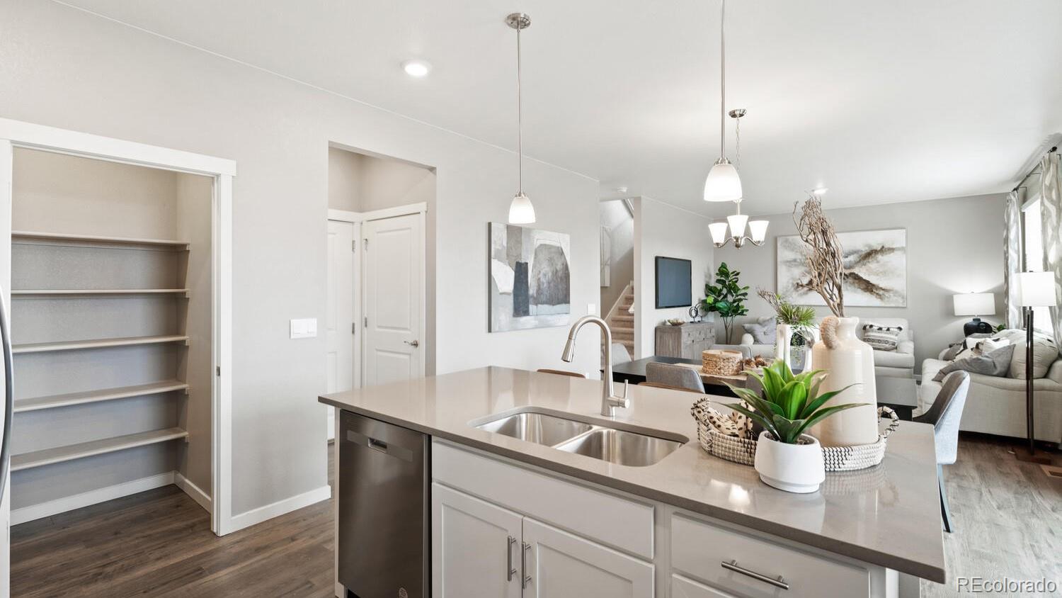 1531 Pinnacle Avenue Lochbuie, CO 80603 - Photo 14 of 25 a kitchen with a potted plant on the counter and cabinets