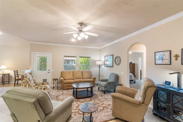 a living room with furniture