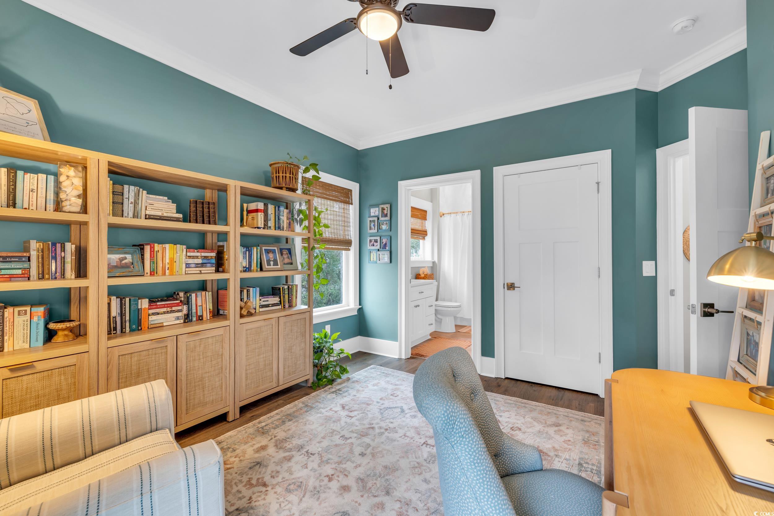 22 Trigger Fish Lane Murrells Inlet, SC 29576 - Photo 22 of 39 Office space with ceiling fan, crown molding, and