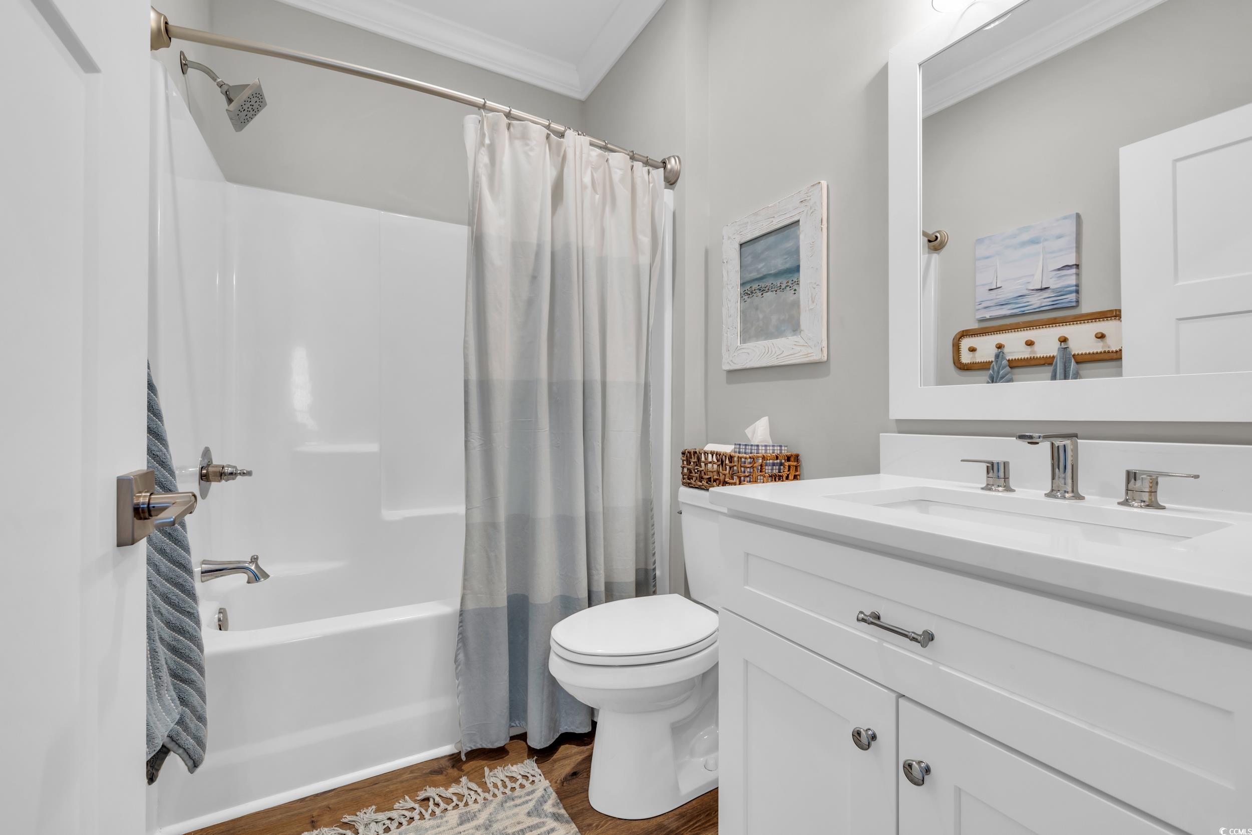 22 Trigger Fish Lane Murrells Inlet, SC 29576 - Photo 30 of 39 Full bathroom with hardwood / wood-style floors, v