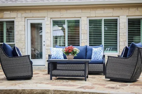 a view of outdoor space with seating space