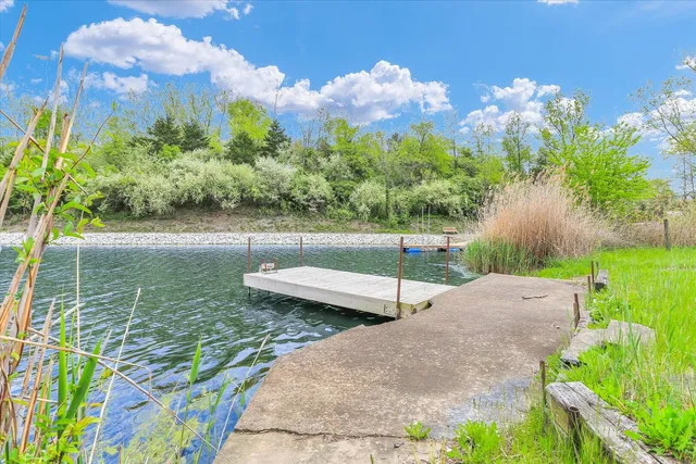 a view of a garden with an outdoor space