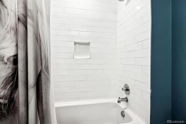 a bathroom with a bathtub