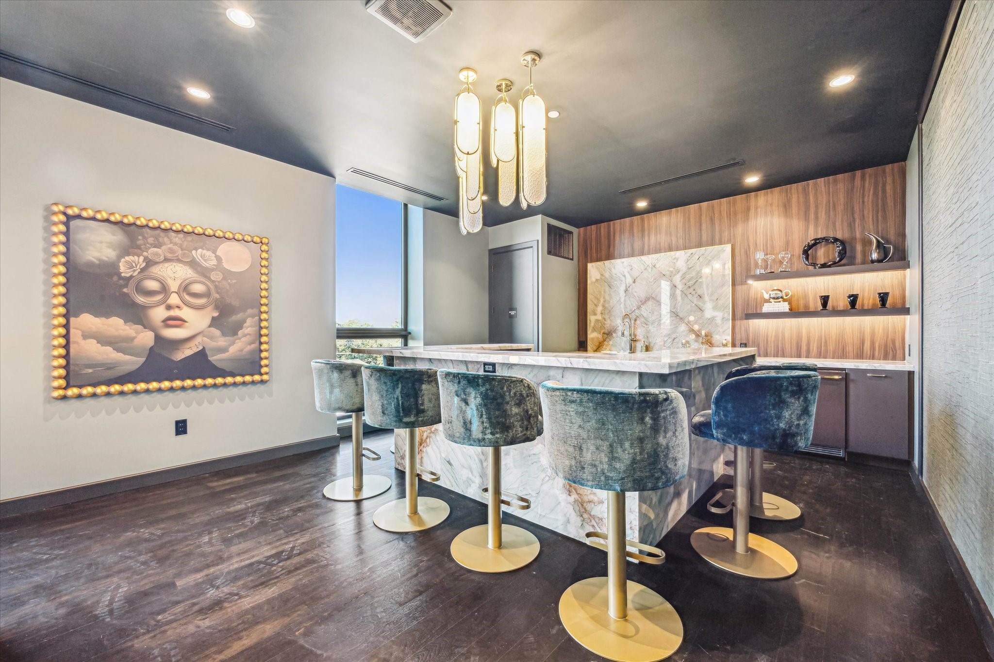 2323 San Felipe Street, Unit 1101 Houston, TX 77019 - Photo 23 of 24 The sleek kitchen viewed in the background offers everything needed for entertaining. The room can be reserved for gatherings.