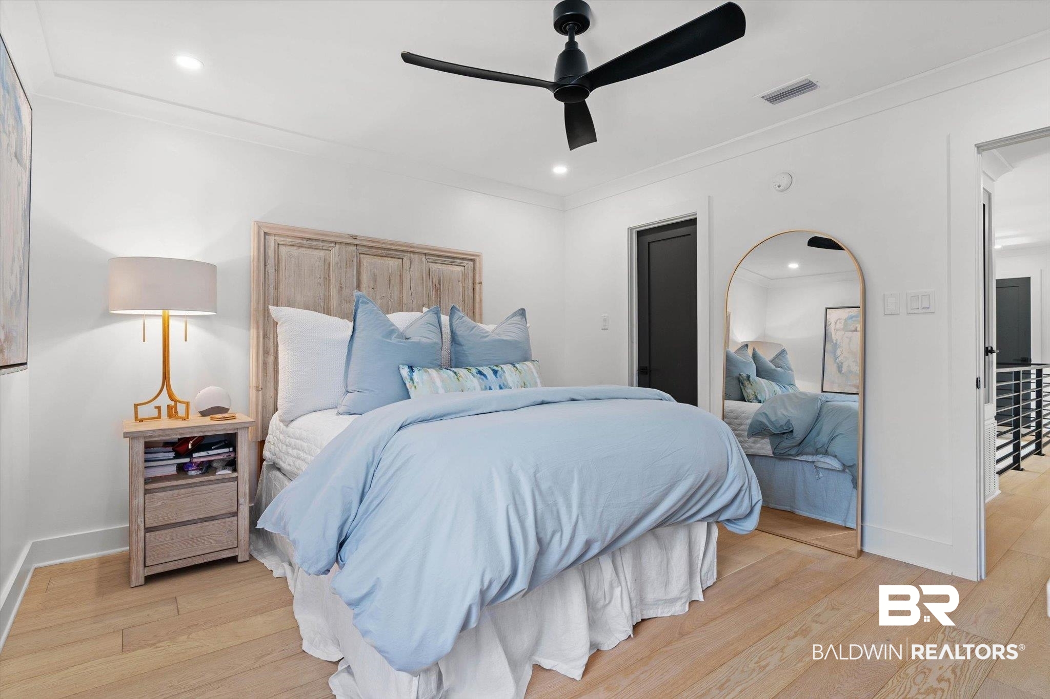 69 Jordan Lane Mobile, AL 36608 - Photo 28 of 57 Bedroom with light wood-type flooring, ceiling fan, and recessed lighting