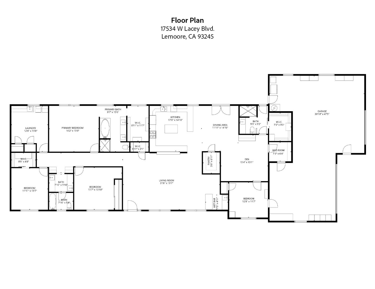 17534 West Lacey Boulevard Lemoore, CA 93245 - Photo 49 of 49 a picture of floor plan