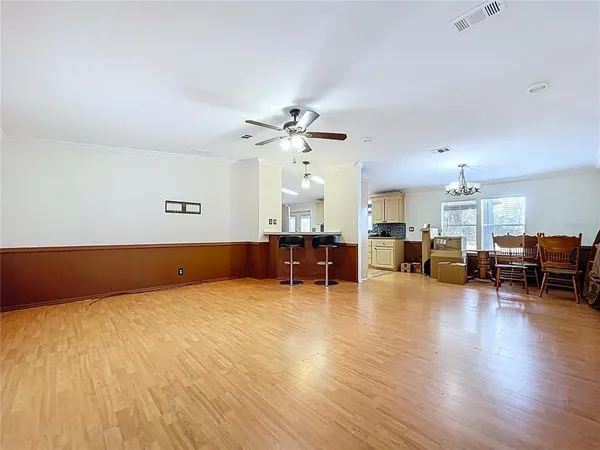 a room with a dresser in it